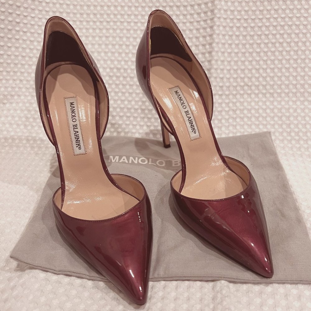 Manolo Blahnik Patent Leather D'Orsay Pump Sz 41 - Made in Italy